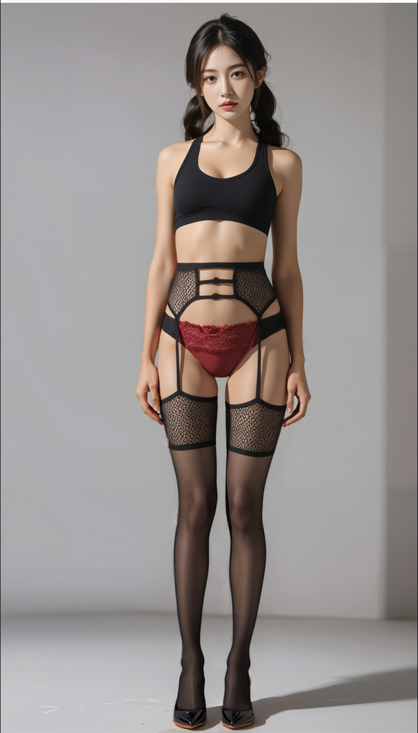Shadow Bind Lace Suspender Set