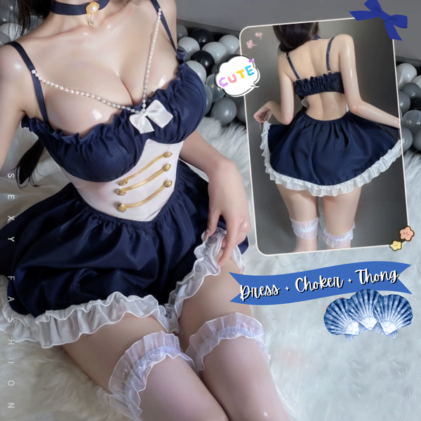 Ocean Blue Princess Puffy Dress