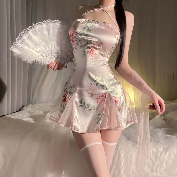 Enchanted Petal Satin Cheongsam
